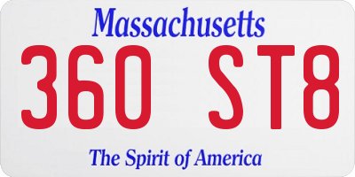 MA license plate 360ST8