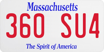 MA license plate 360SU4