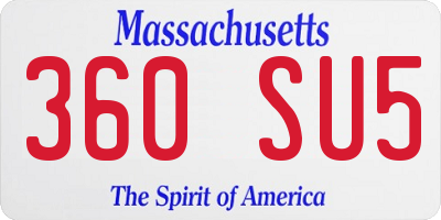 MA license plate 360SU5