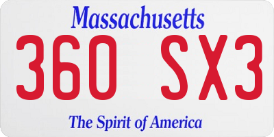 MA license plate 360SX3