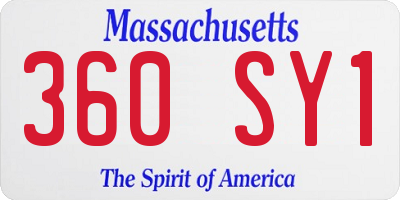 MA license plate 360SY1