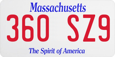 MA license plate 360SZ9