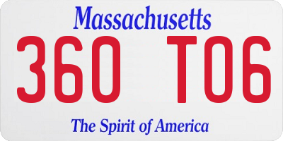 MA license plate 360TO6