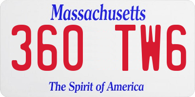 MA license plate 360TW6