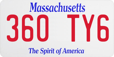 MA license plate 360TY6