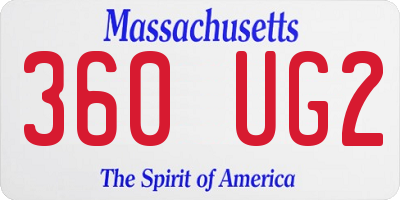 MA license plate 360UG2