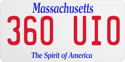 MA license plate 360UI0