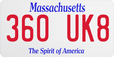 MA license plate 360UK8