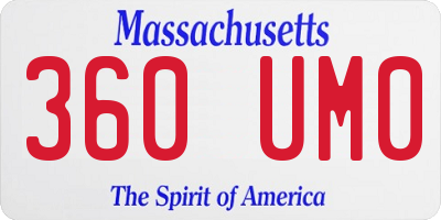 MA license plate 360UM0