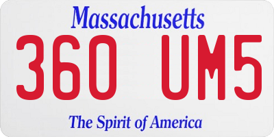 MA license plate 360UM5