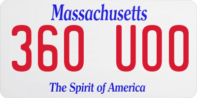 MA license plate 360UO0