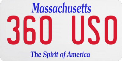 MA license plate 360US0
