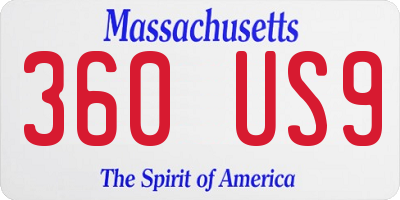 MA license plate 360US9