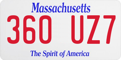 MA license plate 360UZ7
