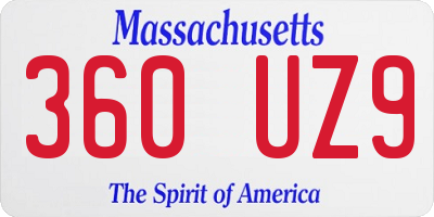 MA license plate 360UZ9