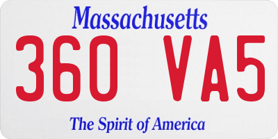 MA license plate 360VA5