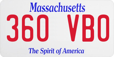MA license plate 360VB0