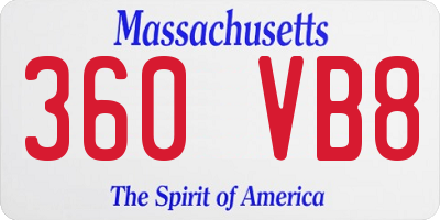 MA license plate 360VB8