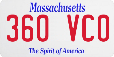 MA license plate 360VC0