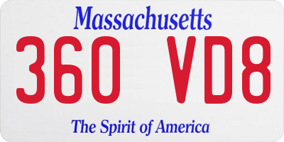 MA license plate 360VD8