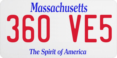 MA license plate 360VE5