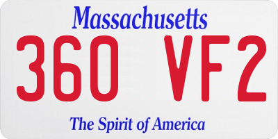 MA license plate 360VF2