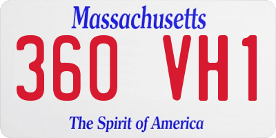 MA license plate 360VH1