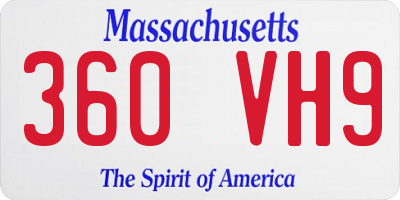 MA license plate 360VH9
