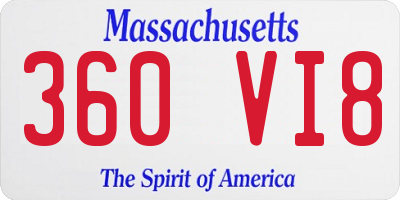 MA license plate 360VI8