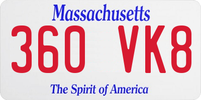 MA license plate 360VK8