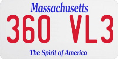 MA license plate 360VL3
