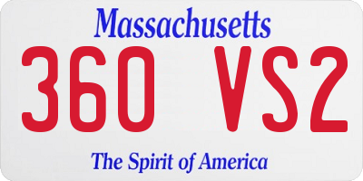 MA license plate 360VS2
