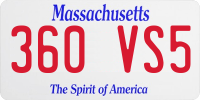MA license plate 360VS5