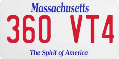 MA license plate 360VT4