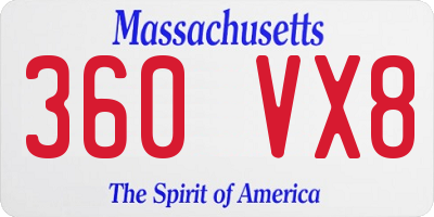 MA license plate 360VX8