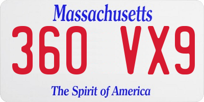 MA license plate 360VX9