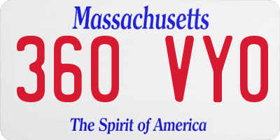 MA license plate 360VY0