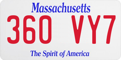MA license plate 360VY7