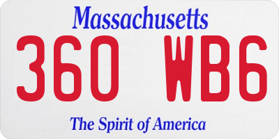 MA license plate 360WB6