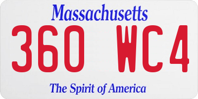 MA license plate 360WC4