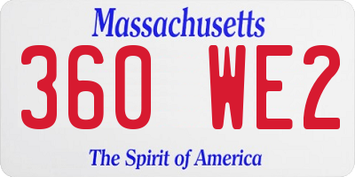 MA license plate 360WE2