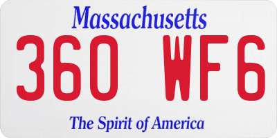 MA license plate 360WF6