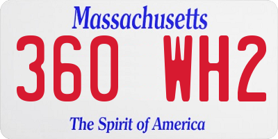 MA license plate 360WH2