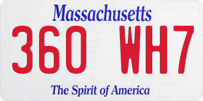 MA license plate 360WH7