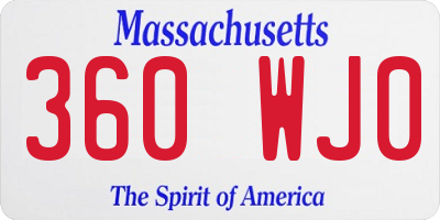 MA license plate 360WJ0