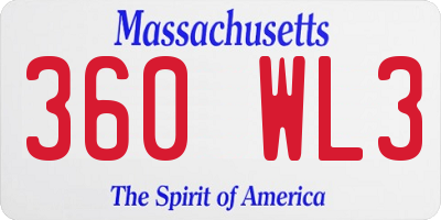MA license plate 360WL3