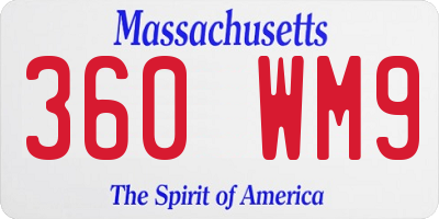 MA license plate 360WM9