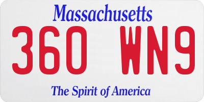 MA license plate 360WN9
