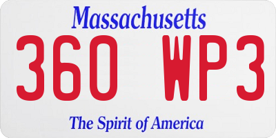 MA license plate 360WP3