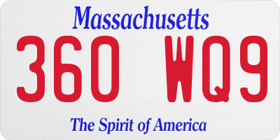 MA license plate 360WQ9